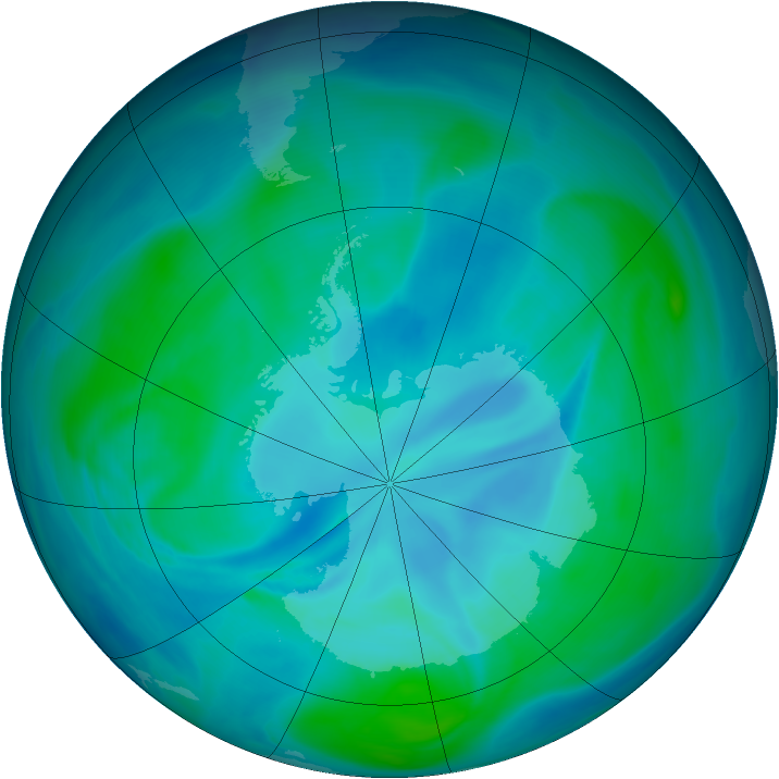 Antarctic ozone map for 11 January 2007